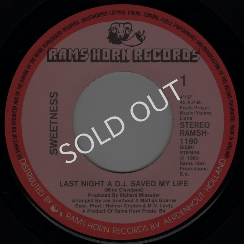 画像2: SWEETNESS -  LAST NIGHT A D.J. SAVED MY LIFE / D.J. DELIGHT  (2)