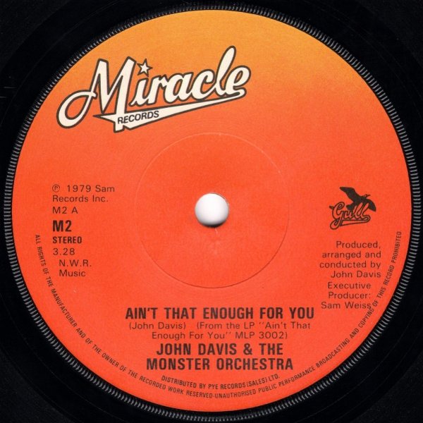 画像1: JOHN DAVIS & THE MONSTER ORCHESTRA - AIN'T THAT ENOUGH FOR YOU / DISCO FEVER  (1)