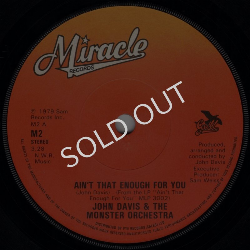 画像1: JOHN DAVIS & THE MONSTER ORCHESTRA - AIN'T THAT ENOUGH FOR YOU / DISCO FEVER  (1)