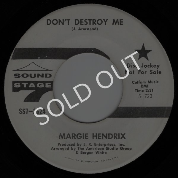 画像1: MARGIE HENDRIX - DON'T DESTROY ME / JIM DANDY  (1)