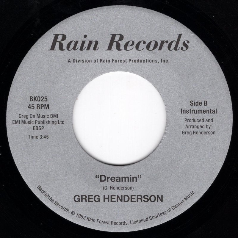 画像2: (REISSUE) GREG HENDERSON - DREAMIN (VOCAL) / DREAMIN (INSTRUMENTAL)  (2)