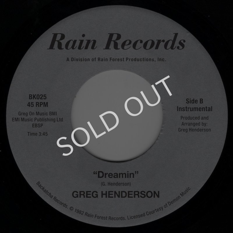 画像2: (REISSUE) GREG HENDERSON - DREAMIN (VOCAL) / DREAMIN (INSTRUMENTAL)  (2)