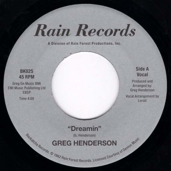 画像1: (REISSUE) GREG HENDERSON - DREAMIN (VOCAL) / DREAMIN (INSTRUMENTAL)  (1)