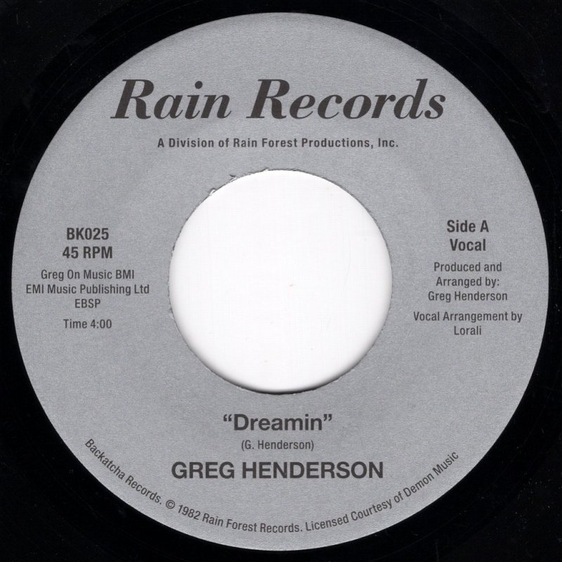 画像1: (REISSUE) GREG HENDERSON - DREAMIN (VOCAL) / DREAMIN (INSTRUMENTAL)  (1)