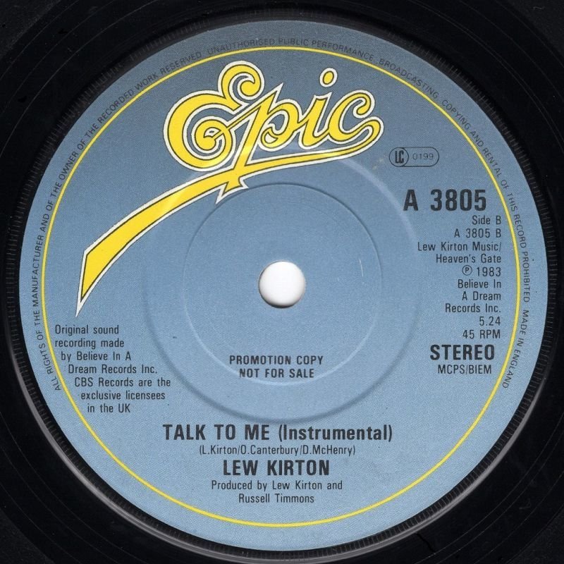 画像2: LEW KIRTON - TALK TO ME / TALK TO ME (INSTRUMENTAL)  (2)