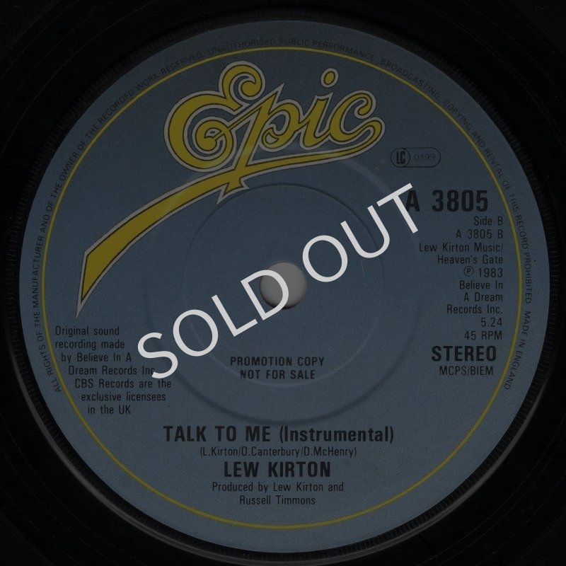 画像2: LEW KIRTON - TALK TO ME / TALK TO ME (INSTRUMENTAL)  (2)