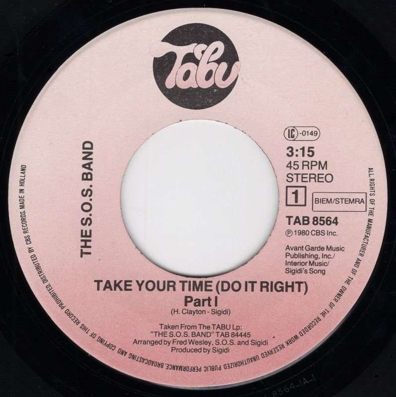 画像2: THE S.O.S. BAND - TAKE YOUR TIME (DO IT RIGHT) PART I / TAKE YOUR TIME (DO IT RIGHT) PART II  (2)