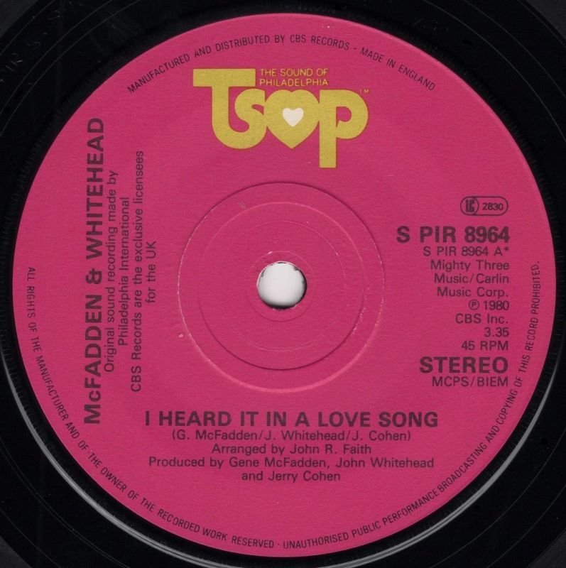 画像1: MCFADDEN & WHITEHEAD - I HEARD IT IN A LOVE SONG / ALWAYS ROOM FOR ONE MORE  (1)