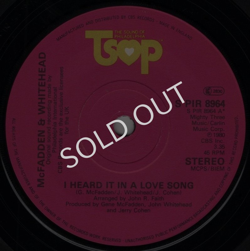 画像1: MCFADDEN & WHITEHEAD - I HEARD IT IN A LOVE SONG / ALWAYS ROOM FOR ONE MORE  (1)