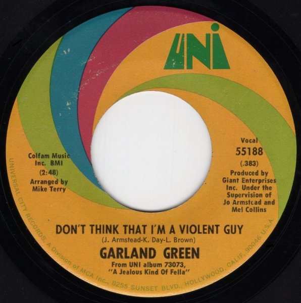 画像1: GARLAND GREEN - DON'T THINK I'M A VIOLENT GUY / ALL SHE DID (WAS WAVE GOODBYE AT ME)  (1)