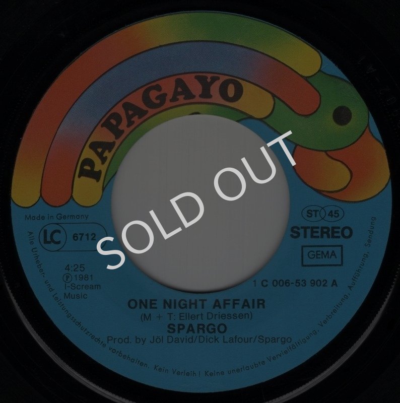画像2: SPARGO - ONE NIGHT AFFAIR / RUNNING FROM YOUR LOVIN'  (2)