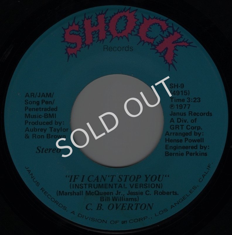 画像2: C.B. OVERTON - IF I CAN'T STOP YOU (VOCAL VERSION) / IF I CAN'T STOP YOU (INSTRUMENTAL VERSION)  (2)