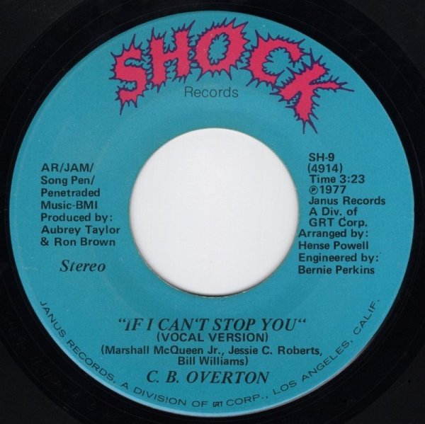 画像1: C.B. OVERTON - IF I CAN'T STOP YOU (VOCAL VERSION) / IF I CAN'T STOP YOU (INSTRUMENTAL VERSION)  (1)