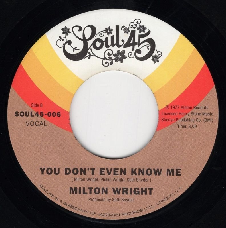 画像2: MILTON WRIGHT - LEAVE ME ALONE / YOU DON'T EVEN KNOW ME  (2)