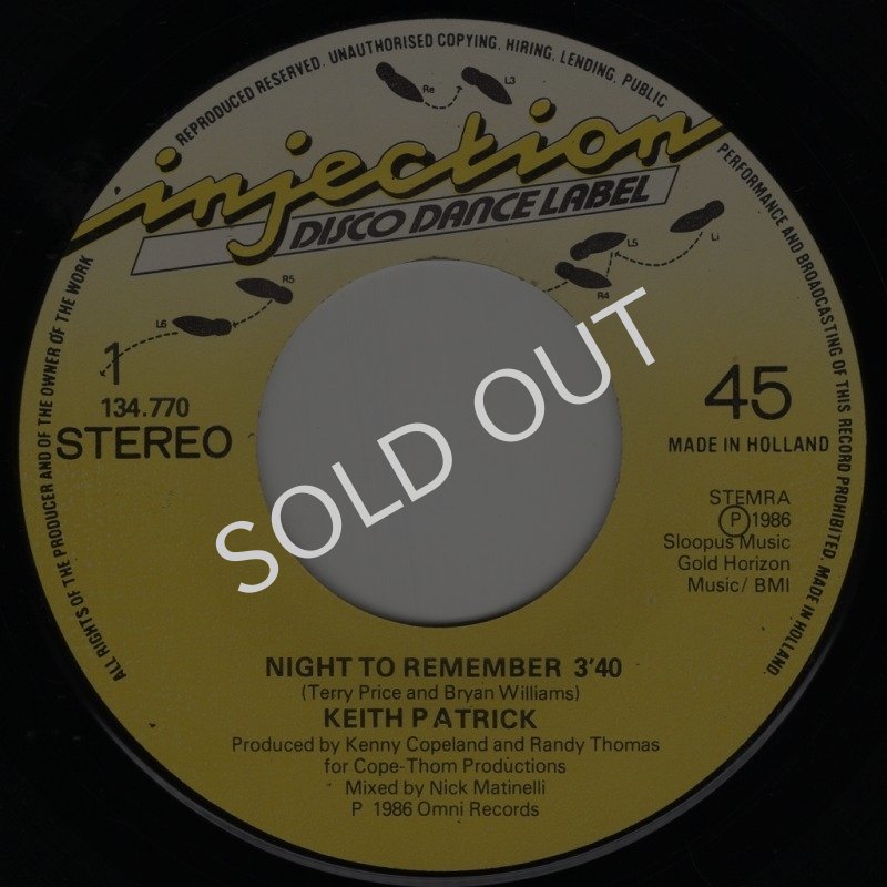 画像2: KEITH PATRICK - NIGHT TO REMEMBER / NIGHT TO REMEMBER (INSTRUMENTAL)  (2)