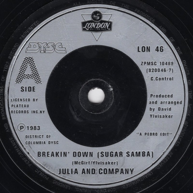 画像1: JULIA AND COMPANY - BREAKIN' DOWN (SUGAR SAMBA) / BREAKIN' DOWN (PART TWO)  (1)