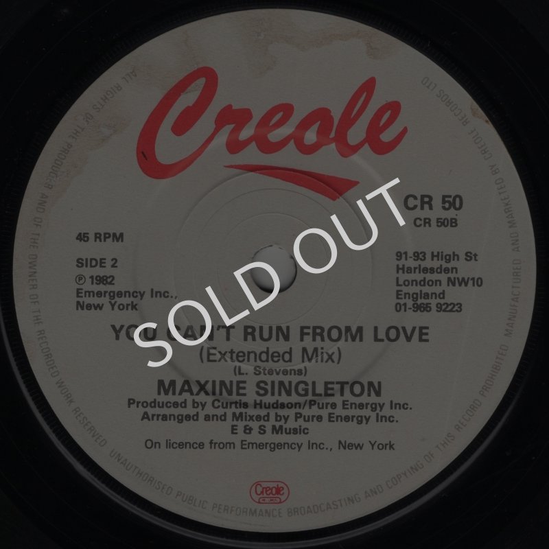 画像2: MAXINE SINGLETON - YOU CAN'T RUN FROM LOVE / YOU CAN'T RUN FROM LOVE (EXTENDED MIX)  (2)