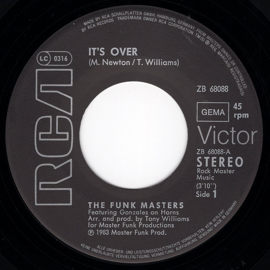 THE FUNK MASTERS - IT'S OVER / OVER (INSTRUMENTAL) / RCA VICTOR / EU 7