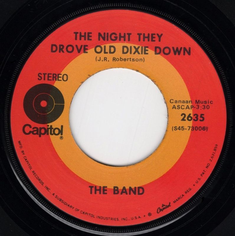 THE BAND UP ON CRIPPLE CREEK / THE NIGHT THEY DROVE OLD DIXIE DOWN / CAPITOL RECORDS / US / 7 THE BAND UP ON CRIPPLE CREEK / THE NIGHT THEY DROVE OLD DIXIE DOWN / CAPITOL RECORDS / US / 7