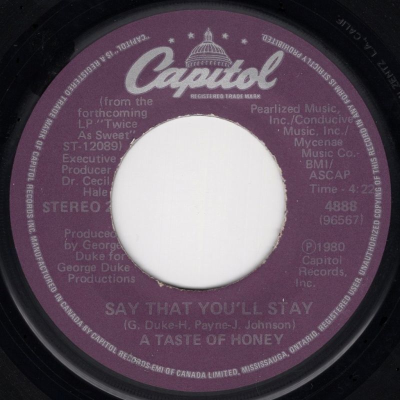 A TASTE OF HONEY RESCUE ME / SAY THAT YOU'LL STAY / CAPITOL RECORDS
