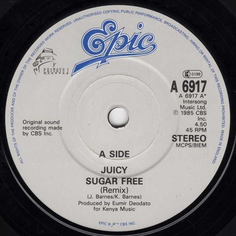JUICY - SUGAR FREE (REMIX) / FOREVER & EVER / EPIC / UK / 7"