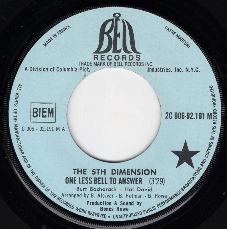 THE 5TH DIMENSION ONE LESS BELL TO ANSWER / DIMENSION FIVE / BELL
