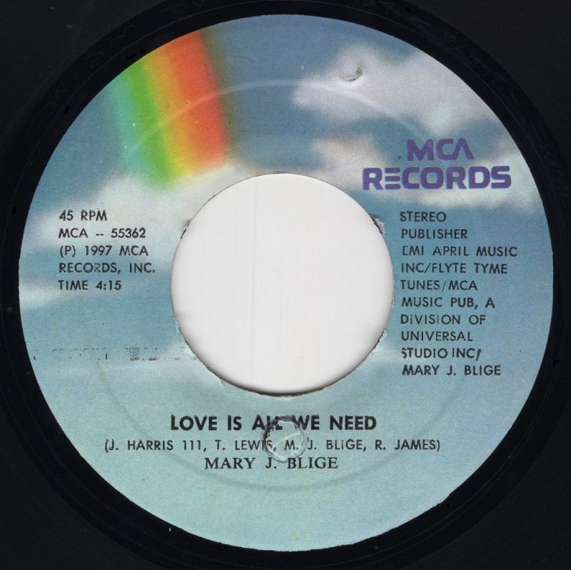 MARY J. BLIGE ‎LOVE IS ALL WE NEED / I CAN LOVE YOU / MCA RECORDS
