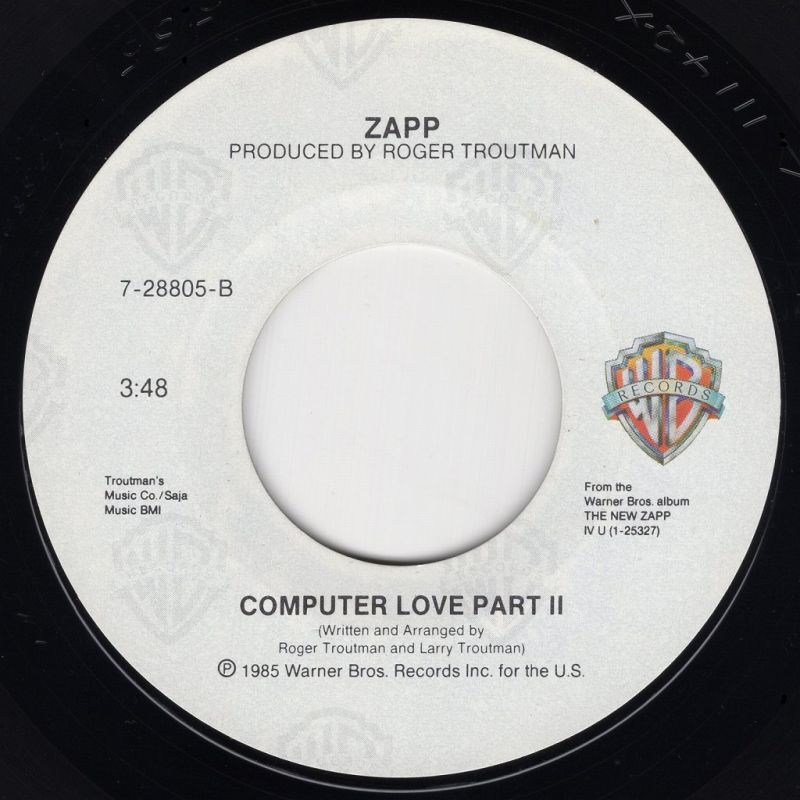ZAPP COMPUTER LOVE PART I / COMPUTER LOVE PART II / WARNER BROS