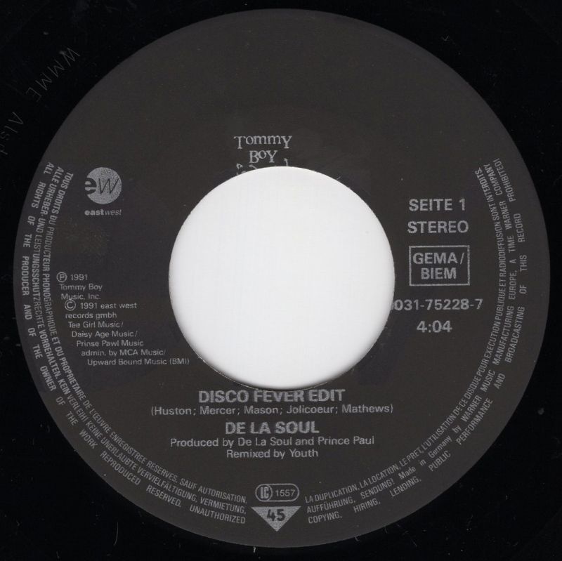 DE LA SOUL ‎ A ROLLER SKATING JAM NAMED "SATURDAYS" (DISCO FEVER EDIT